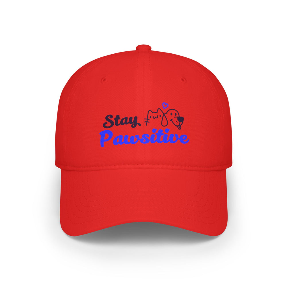 Low Profile Cap — "Stay Pawsitive" Embroidered Dog Rescue Baseball Hat