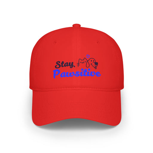 Low Profile Cap — "Stay Pawsitive" Embroidered Dog Rescue Baseball Hat
