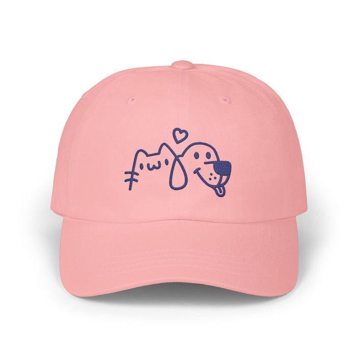 Dad Cap — Cute Cat & Dog Embroidered Heart Baseball Hat
