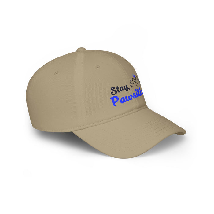Low Profile Cap — "Stay Pawsitive" Embroidered Dog Rescue Baseball Hat