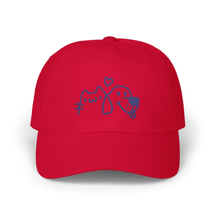 Dad Cap — Cute Cat & Dog Embroidered Heart Baseball Hat