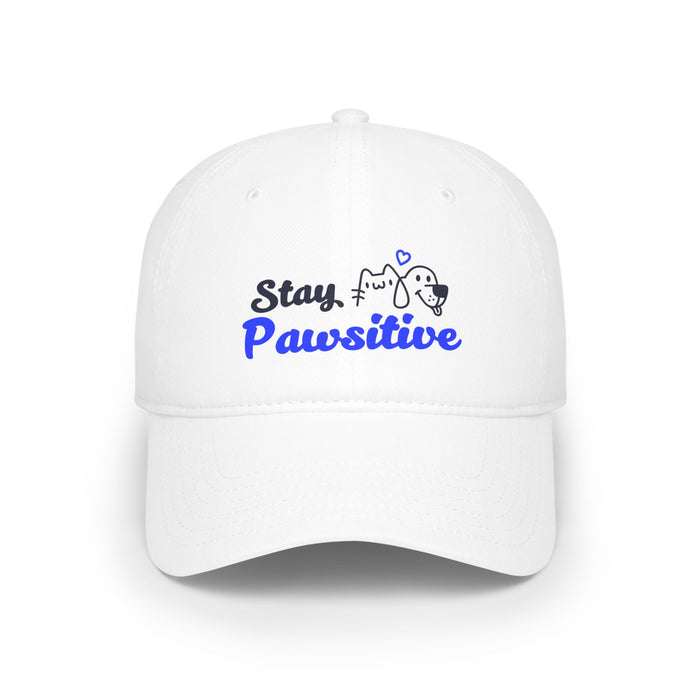 Low Profile Cap — "Stay Pawsitive" Embroidered Dog Rescue Baseball Hat