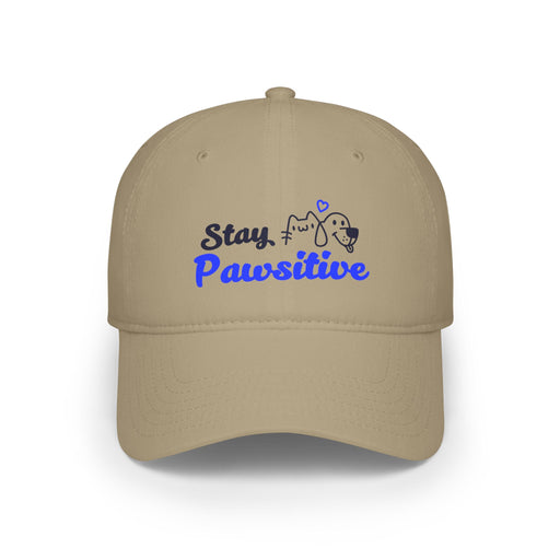 Low Profile Cap — "Stay Pawsitive" Embroidered Dog Rescue Baseball Hat