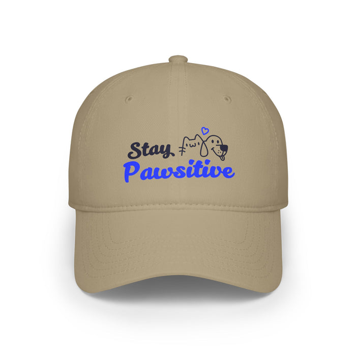 Low Profile Cap — "Stay Pawsitive" Embroidered Dog Rescue Baseball Hat