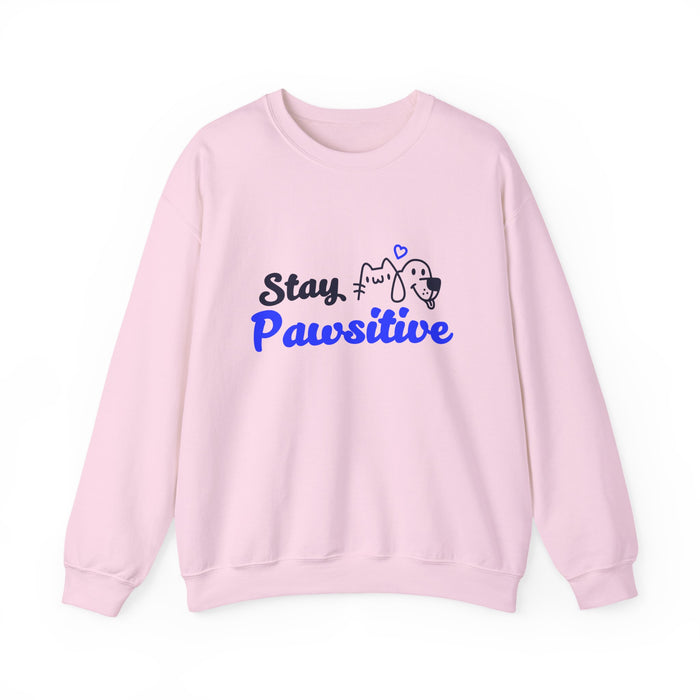 Crewneck Sweatshirt — "Stay Pawsitive" Cute Dog & Cat Graphic