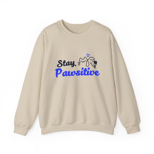 Crewneck Sweatshirt — "Stay Pawsitive" Cute Dog & Cat Graphic