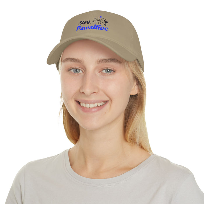 Low Profile Cap — "Stay Pawsitive" Embroidered Dog Rescue Baseball Hat