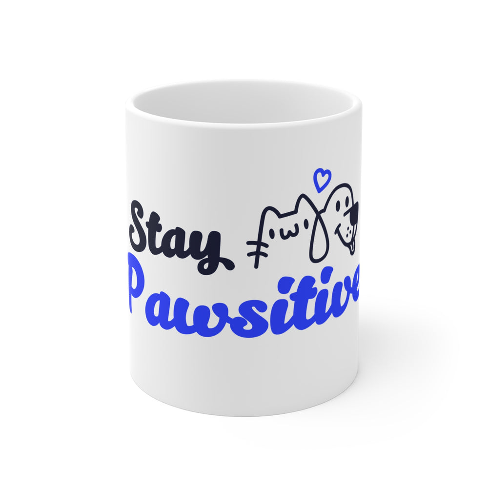 Stay Pawsitive Mug — Cute Cat & Dog Coffee Cup (11 oz)