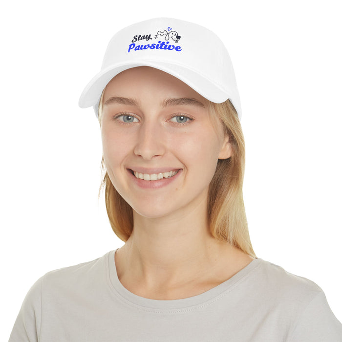 Low Profile Cap — "Stay Pawsitive" Embroidered Dog Rescue Baseball Hat