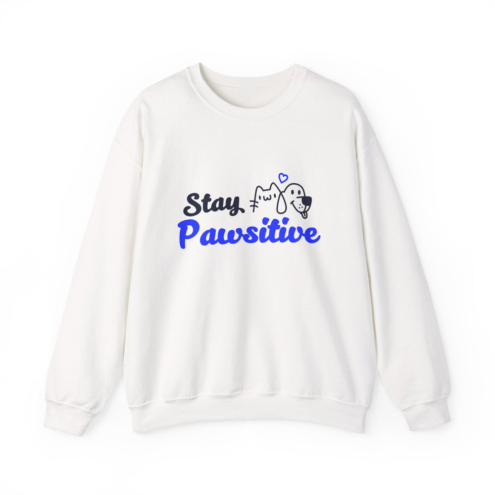 Crewneck Sweatshirt — "Stay Pawsitive" Cute Dog & Cat Graphic