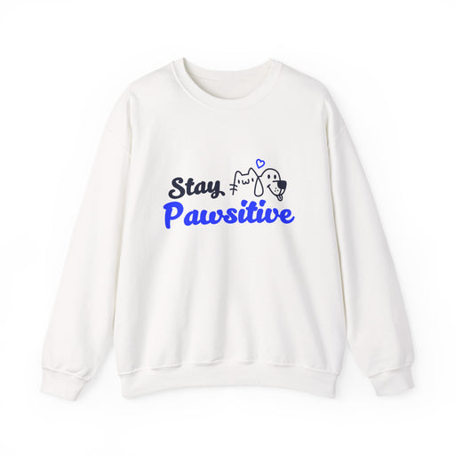 Crewneck Sweatshirt — "Stay Pawsitive" Cute Dog & Cat Graphic